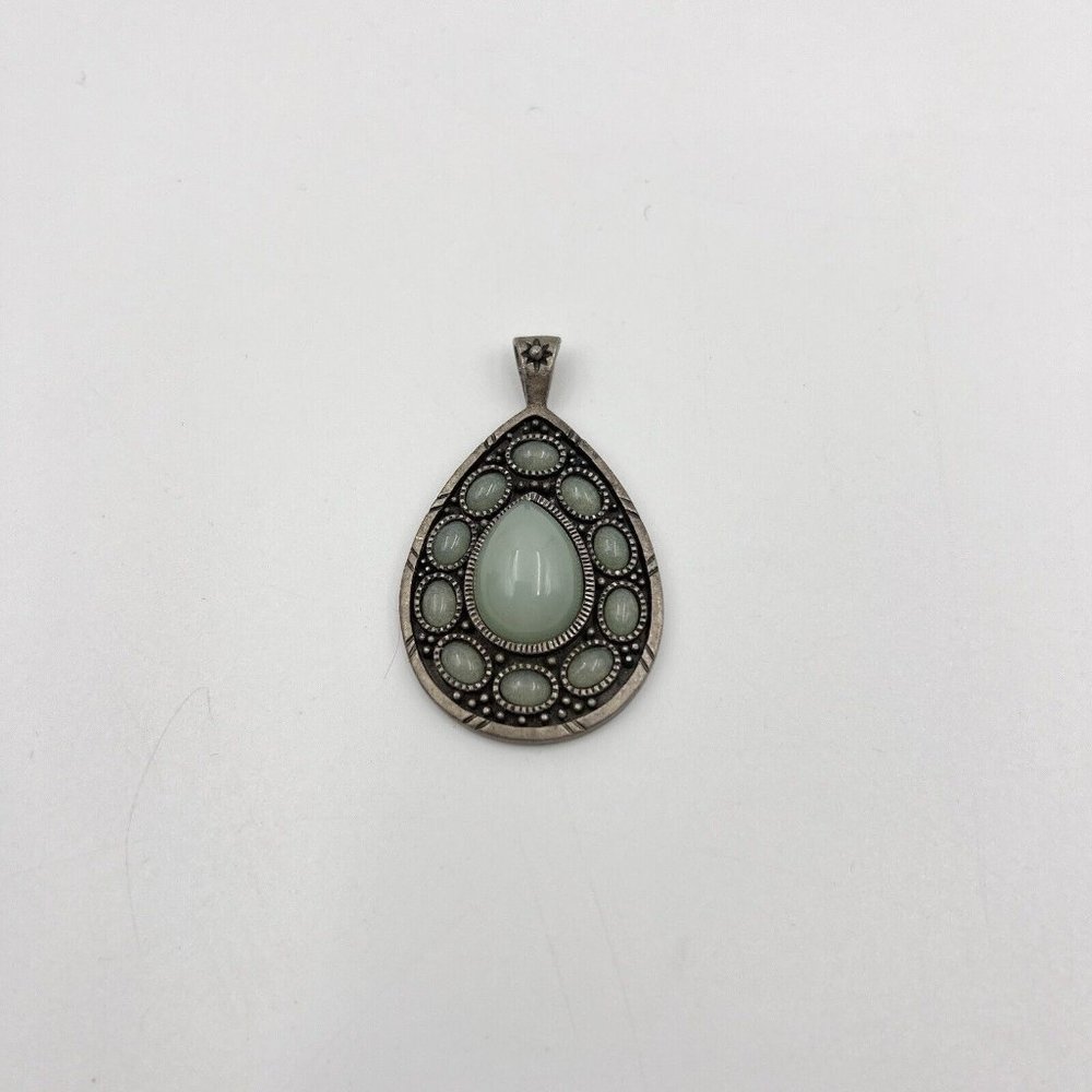 Light Blue Seafoam Green Teardrop Shaped Pendant 1” X 2” Boho Bohemian